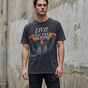Civil Regime Graphic T-Shirt Mens‎ Small Gray Moth Watercolor Print Darc Sport